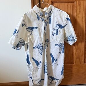 Obey Men's Blue Bird Print Shirt (medium)